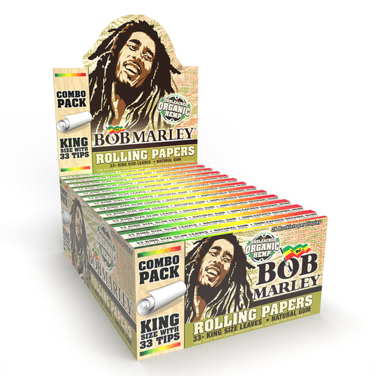 Bob Marley® Unbleached Organic Rolling Paper 33 Tips King Size ...